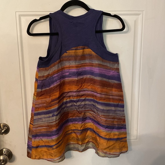 Anthropologie Left of Center Silk Flowy watercolor Striped Tank Sleeveless Top - Picture 3 of 10